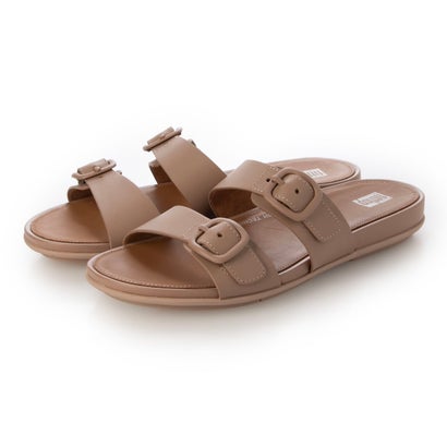 フィットフロップ fitflop fitflop（フィットフロップ）GRACIE RUBBER-BUCKLE TWO-BAR LEATHER SLIDES （ベージュ）