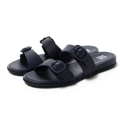 フィットフロップ fitflop fitflop（フィットフロップ）GRACIE RUBBER-BUCKLE TWO-BAR LEATHER SLIDES （ブラック）