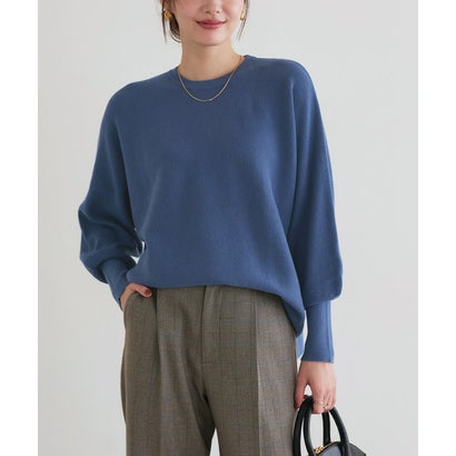 [吸湿発熱]ネックが選べるドルマンニット【クルーネック】 （ブルー）