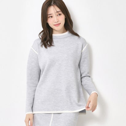 コルディア CORDIER 【セットアップ】ウールブレンド配色ラインプルオーバーニット （ライトグレー(011)）