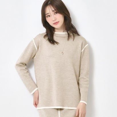 コルディア CORDIER 【セットアップ】ウールブレンド配色ラインプルオーバーニット （ベージュ(052)）