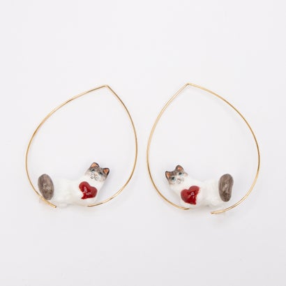 ナッシュ NACH ★限定★【正規取扱店】J001_ Cat & heart hoop earrings （GOLD）