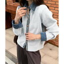 ガーリードール Girly Doll デニムドッキングニットカーディガン (ライトグレー)