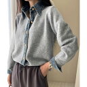 ガーリードール Girly Doll デニムドッキングニットカーディガン (グレー)