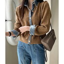 ガーリードール Girly Doll デニムドッキングニットカーディガン (ブラウン)