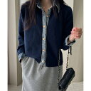 ガーリードール Girly Doll デニムドッキングニットカーディガン (ネイビー)