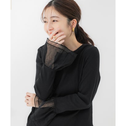 コカ coca 袖チュール切り替えトップス （Black）のサムネイル