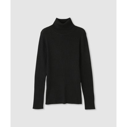 マックハウス Mac-House ラメリブニット タートルネック （ブラック）