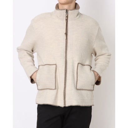 イタリコ ITALICO santafe ウール100% フルジップ スタンド襟ニット (ベージュ)