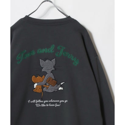 トムトジェリー TOM and JERRY 裏起毛 オーバーサイズ スウェット レディース メンズ トレーナー (ブラック系その他5)