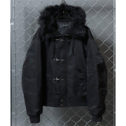 アンパス ANPAS Nylon Twill N-2B Fireman Buckle Jacket/別注 ナイロンツイル N-2B ファイヤーマンバックル ジャケット ミリタリーブルゾン フェイクファーフーデッドブルゾン （ブラック）