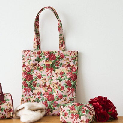 ローラ アシュレイ LAURA ASHLEY 【A4サイズ/ジャカード/ギフトにおすすめ！】メアリーポート ブーケ柄 トートバッグ （レッド(163)）