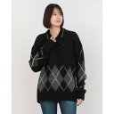 トミー ヒルフィガー TOMMY HILFIGER オーバーサイズアーガイルポロセーター (ブラック)