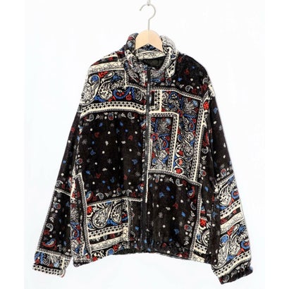 スカラー ScoLar ランダムバンダナ柄 双面フランネルブルゾン （ブラック）