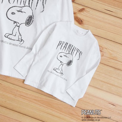 ザ ショップ ティーケー (キッズ) THE SHOP TK(Kids) 【110ー160】PEANUTS ／ ピーナッツ スヌーピー ヴィンテージ風プリント長袖Tシャツ （オフホワイト(003)）