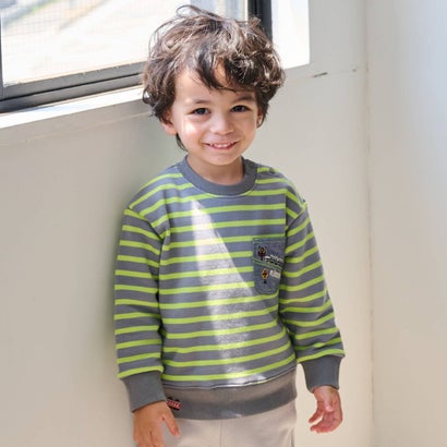 クレードスコープ kladskap 電車胸ポケットボーダートレーナー （グレー）