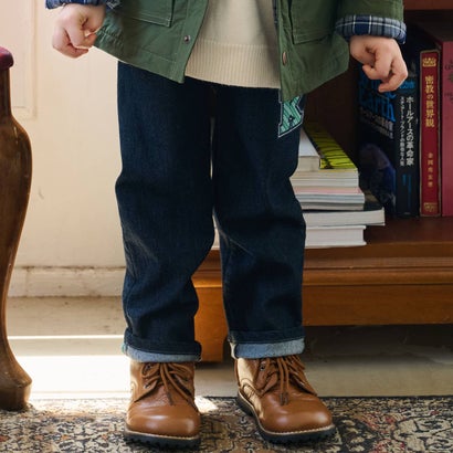 クレードスコープ kladskap オオカミ刺しゅうロング丈ストレートパンツ （紺）