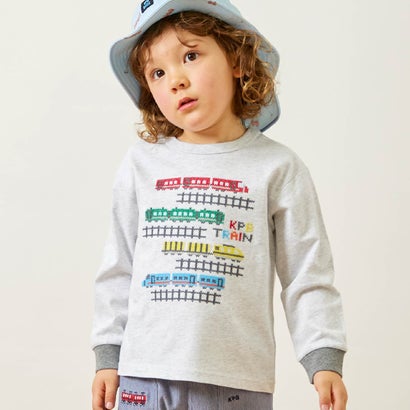 Rakuten - ケーピー KP 電車柄クロス刺しゅう 長袖Tシャツ （オートミール）