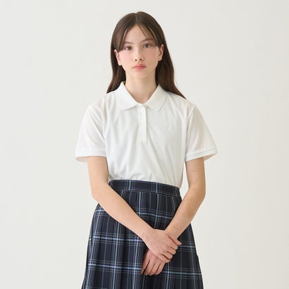 きちんと感があるカジュアルな印象のポロシャツです。装飾を控えたシンプルなデザインで、さまざまな着こなしにマッチします。生地には吸水速乾の機能を備えており、暑い日のスタイリングにぴったり。お出かけやスポーツシーンなど、幅広く対応する一着です。刺しゅうの裏に「あて布」はございません。【透け感】透けない【生地の厚さ】普通【伸縮性】あり【裏地】なし【ポケット】なし【製品寸法】M(150cm) 着丈:56 胸囲:86 肩巾:36 袖丈:17L(160cm) 着丈:59 胸囲:90 肩巾:38 袖丈:18LL(165cm) 着丈:62 胸囲:94 肩巾:40 袖丈:19【素材】本体：ポリエステル100%襟・袖口部分：ポリエステル98%襟・袖口部分：ポリウレタン2%【モデル】白：モデル身長：157cm 着用サイズ：160cm 紺：モデル身長：157cm 着用サイズ：160cmM : 【着丈】56cm / 【肩幅】36cm / 【胸囲】86cm / 【袖丈】17cmL : 【着丈】59cm / 【肩幅】38cm / 【胸囲】90cm / 【袖丈】18cmLL : 【着丈】62cm / 【肩幅】40cm / 【胸囲】94cm / 【袖丈】19cm別カラーはこちら！ ネイビー(紺)