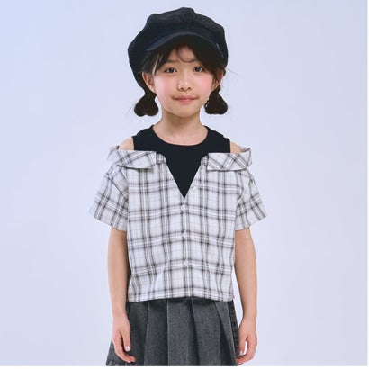 ミニマル minimal 肩あきレイヤード半袖シャツ （オフ ホワイト）