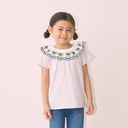 ■デザイン・綿100％のやさしい肌ざわりがうれしい、シャーベットカラーのTシャツ♪・UVカット、接触冷感、型崩れしない機能つき・チェリー柄のレース衿がポイントで、顔まわりをふんわり華やかに見せてくれるデザイン・前後どちらでも着られる2WAY仕様で、気分に合わせて着こなしを楽しめる一枚■スタイリング・スカートと合わせて、衿を主役にしたガーリーなコーデにぴったり◎・デニムやパンツと合わせれば、ほどよく甘さをおさえたカジュアルスタイルに・通園通学からお出かけまで、デイリーに取り入れやすいアイテム【シャーベット天竺】接触冷感でひんやりUVカットもできるシャリ感のある綿混素材！内側にお名前を記入できるタグつき。※モデル着用写真より商品写真が最も実物に近い色味です。※掲載画像の商品の色味は、光の照射や角度により実物と色味が異なる場合がございます。また表示のサイズ感と実物は若干異なる場合もございますので、予めご了承ください。【透け感】やや透ける【生地の厚さ】普通【伸縮性】あり【裏地】なし【ポケット】なし【アジャスター】なし【ブランド紹介】Lycee mine(リセマイン)『いつもの日も、特別な日も。リセマイン。』女の子らしさも、おしゃれも、ちょうどよく。 女の子の「好き」と、パパママの「安心」をかなえるブランド。【製品寸法】100cm 着丈:39 身幅(袖〜):78 肩巾:41.5 裄丈:21110cm 着丈:43 身幅(袖〜):82 肩巾:44 裄丈:22120cm 着丈:47 身幅(袖〜):86 肩巾:46.5 裄丈:23.5130cm 着丈:51 身幅(袖〜):90 肩巾:49 裄丈:24.5140cm 着丈:54 身幅(袖〜):95 肩巾:52 裄丈:26150cm 着丈:57 身幅(袖〜):100 肩巾:55 裄丈:27.5【素材】本体：綿100%衿部分：綿100%【モデル】ライト ピンク：モデル身長：105cm 着用サイズ：110cm レモン イエロー：モデル身長：107cm 着用サイズ：110cm ライム：モデル身長：107cm 着用サイズ：110cm 紺：モデル身長：105cm 着用サイズ：110cm ラベンダー：モデル身長：105cm 着用サイズ：110cm100cm : 【着丈】39cm / 【肩幅】41.5cm110cm : 【着丈】43cm / 【肩幅】44cm120cm : 【着丈】47cm / 【肩幅】46.5cm130cm : 【着丈】51cm / 【肩幅】49cm140cm : 【着丈】54cm / 【肩幅】52cm150cm : 【着丈】57cm / 【肩幅】55cm別カラーはこちら！ グリーン(ライム)　パープル(ラベンダー)　ネイビー(紺)　イエロー(レモン イエロー)