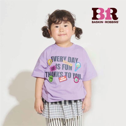 T-Shirts （Half Sleeves） - アンドディー. プティマイン and D. petit main 【サーティワン アイスクリーム】ワイドシルエットステッカー風プリント半袖T （パープル）