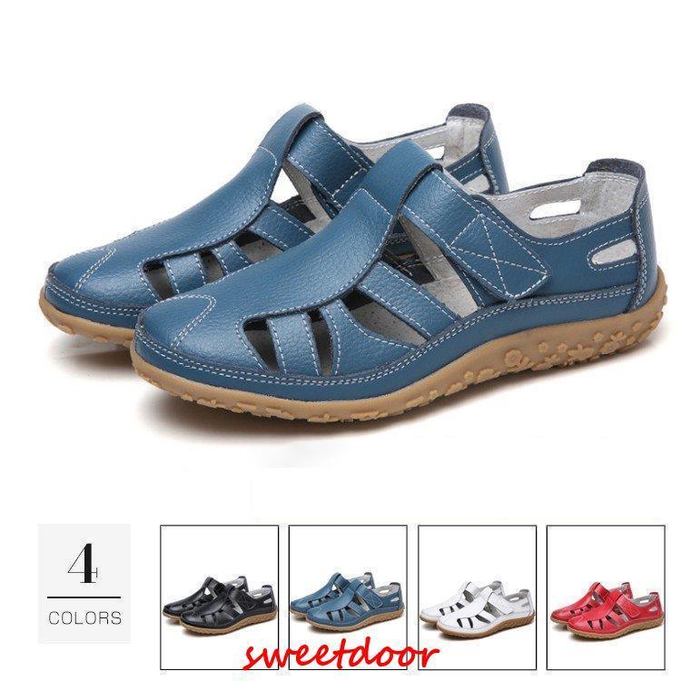 パンプス　レディース革靴　女性　フラット　春夏秋冬　オールシーズン　本革 マジックテープ 疲れない　履きやすい　革靴　シューズ　歩きやすい　 婦人靴(4)