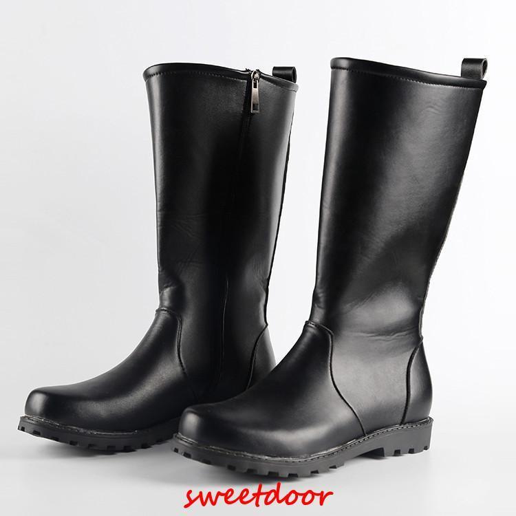 メンズロングブーツブーツ靴サイドジ...