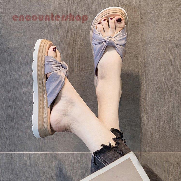 ミュール サンダル レディース 夏 厚底ヒール リボン スリッパサンダル 可愛い 美脚 歩きやすい 疲れない カジュアル 室外 外履き ビーチサンダル 美脚