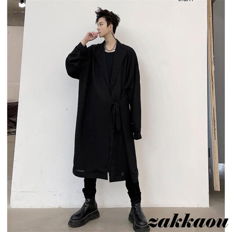 ロングシャツ メンズ シャツ ダンスウエア トレンチコート ロング丈 ホスト 春 夏 サマー カジュアル ミリタリー トップス きれいめ カッコイイ 個性
