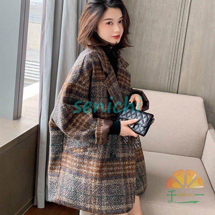 チェスターコート レデース コーデ ミディアム丈 秋冬 アウター Pコート チェック柄 カジュアル 体型カバー お洒落 着痩せ 上品 通勤 日常 20代 30代 40代(4)