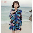 水着 レディース 3点セット 夏 花柄 バンドゥ パレオ リゾート パッド付き 体型カバー UVカット ママ水着 海水浴 潜水 韓国風 可愛い 20代 30代 40代