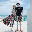 ペア 水着 メンズ レディース カップル サーフパンツ 海水パンツ 海パン ビーチパンツ ハーフパンツ サーフショーツ 男女 ハネムーン 旅行 新婚旅行 夏