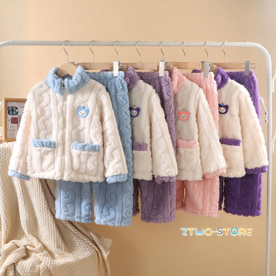 女の子 パジャマ 防寒抜群 フランネル カワイイ ルームウェア 部屋着 キッズ パジャマ 冬着 暖かい ホームウェア フード付き プレゼント 80-160