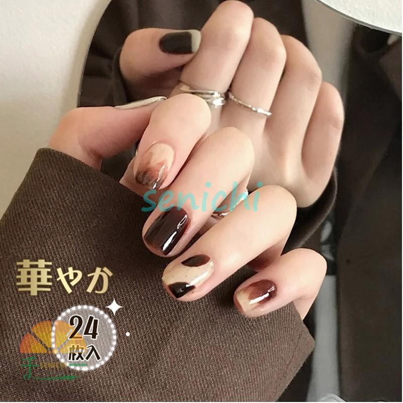 ネイルチップ ファション 華やか 成人式 簡単 のり貼るだけ 可愛い グラデーション 大人 大 3D 偽爪 24枚入 結婚式(3)