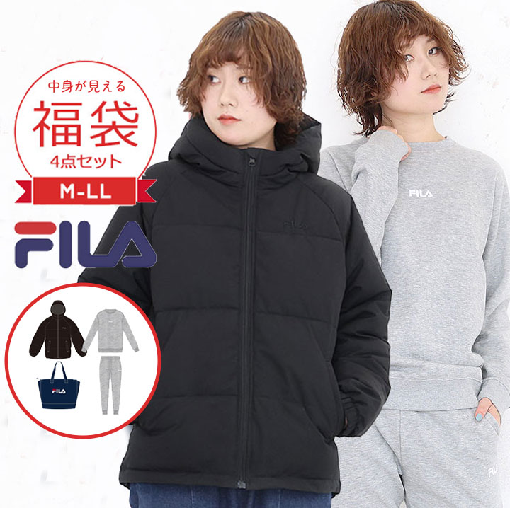 福袋 2024 レディース M L LL 4点セット フィラ FILA スポーツ ルームウェア 2024年 新作福袋 春 コート スウェットシャツ スウェットパンツ トートバッグ 大人 女性 送料無料