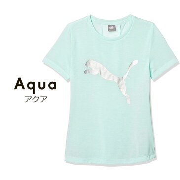 プーマ PUMA 半袖Tシャツ tシャツ 半袖 吸水速乾 トップス 女の子 キッズ ジュニア 120cm 130cm 140cm 150cm 160cm 女児 プリント 子供服 スポーツ 運動会 子ども こども スポーツウェア トレーニングウェア ACTIVE SS サマー ピンク アクア 送料無料