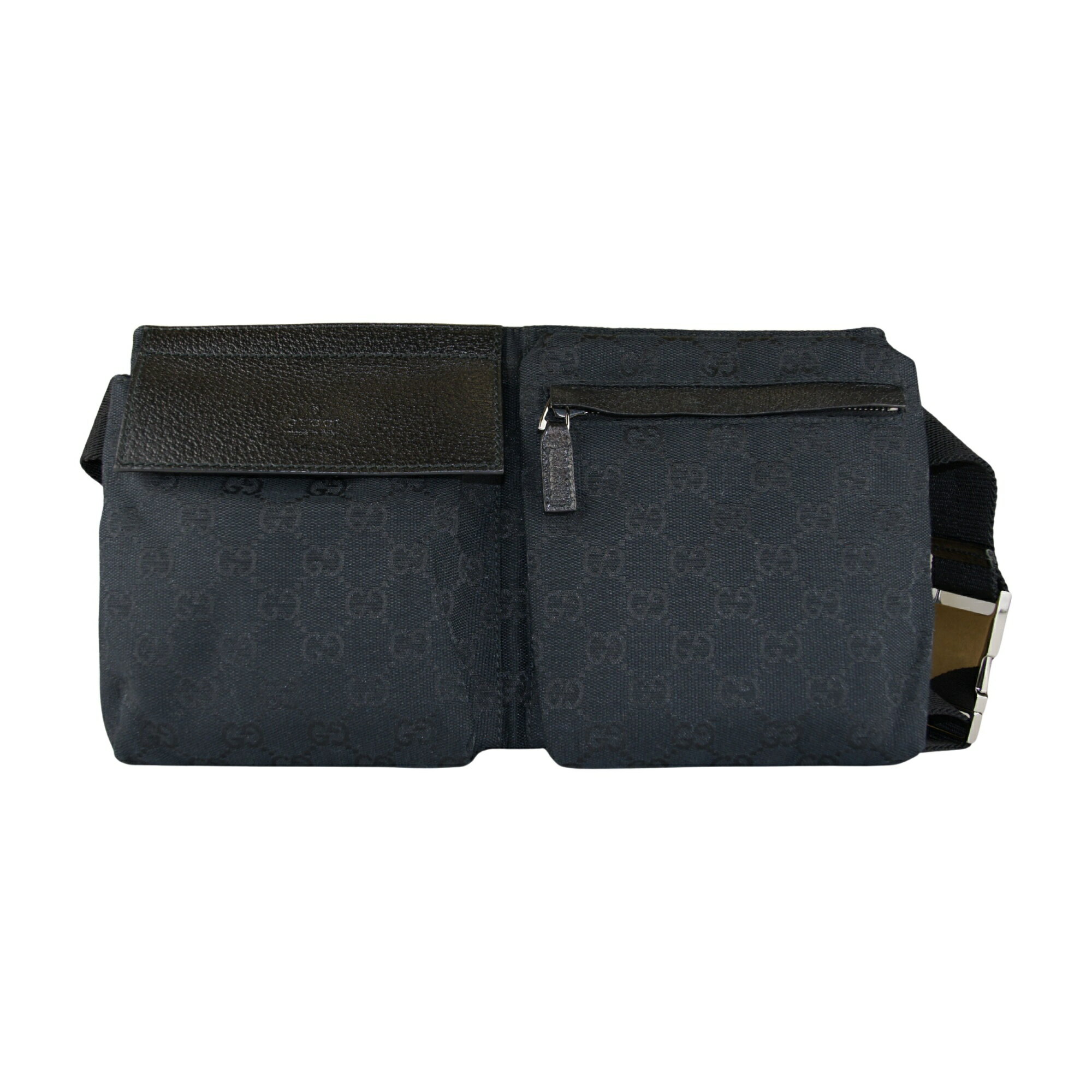 GUCCI グッチ ウエストバッグ ボディバッグ GGキャンバス ブラック ウエストポーチ 黒 28566 2way レザー メンズ レディース ユニセックス 紳士 シンプル 人気 ギフト プレゼント