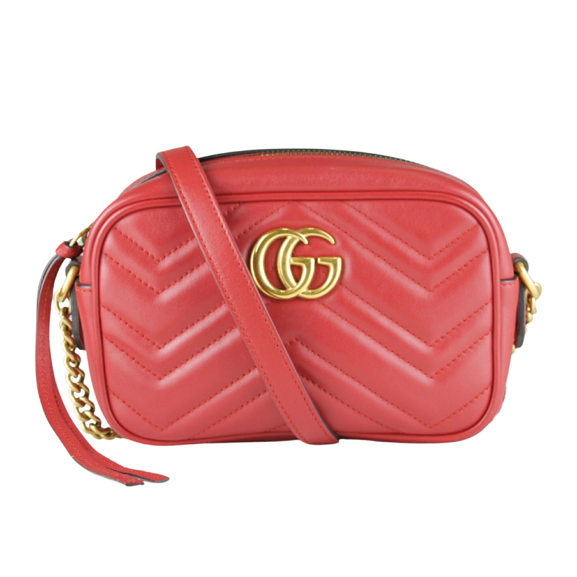 乐天商城 - グッチ GUCCI バッグ レディース GGマーモント キルティング スモール ショルダーバッグ レッド 447632