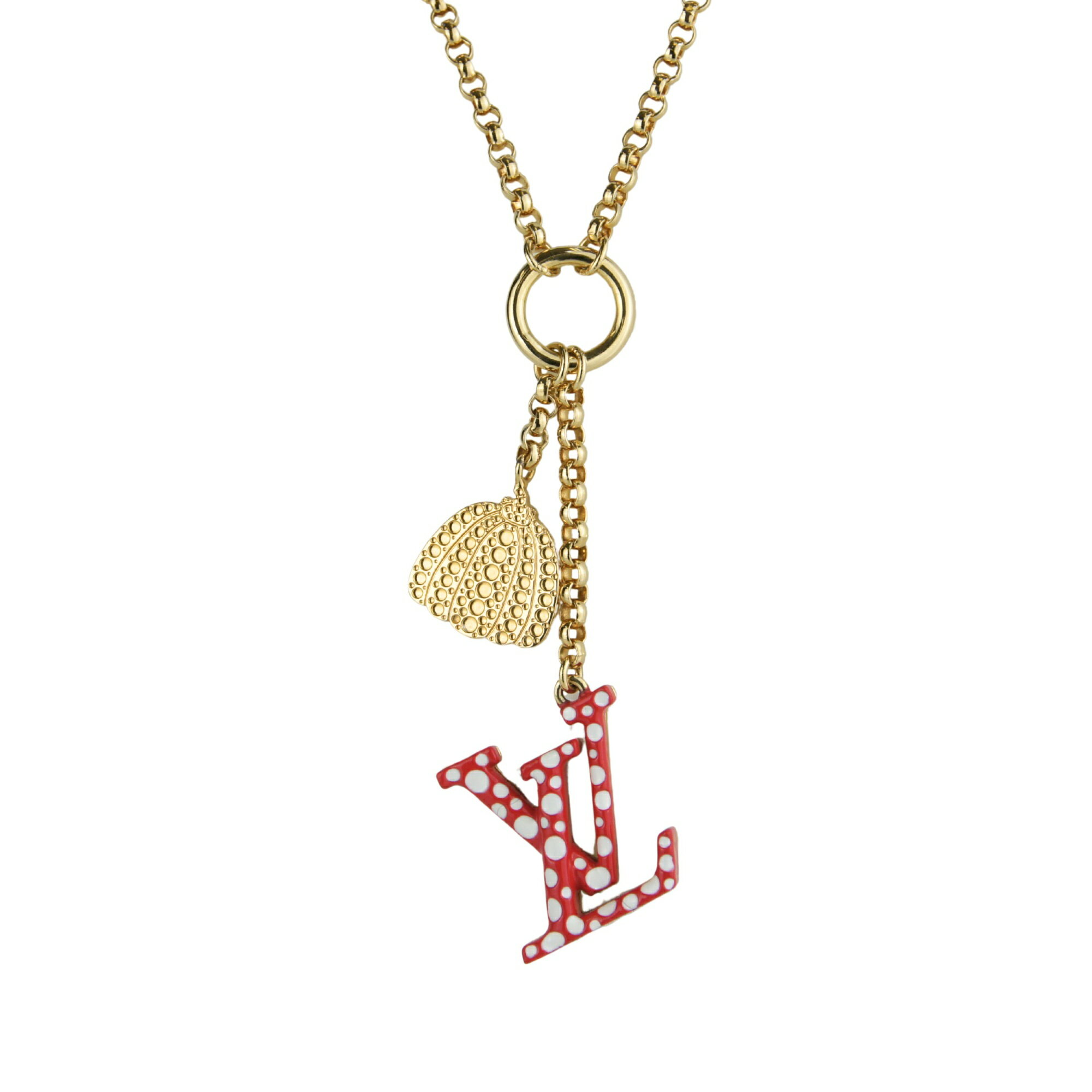 乐天商城 - LOUIS VUITTON ヴィトン×草間彌生 M01081 LV×YK コリエ LV アイコニック インフィニティドット ネックレス レディース パンプキン かぼちゃ GP レッド×ゴールド