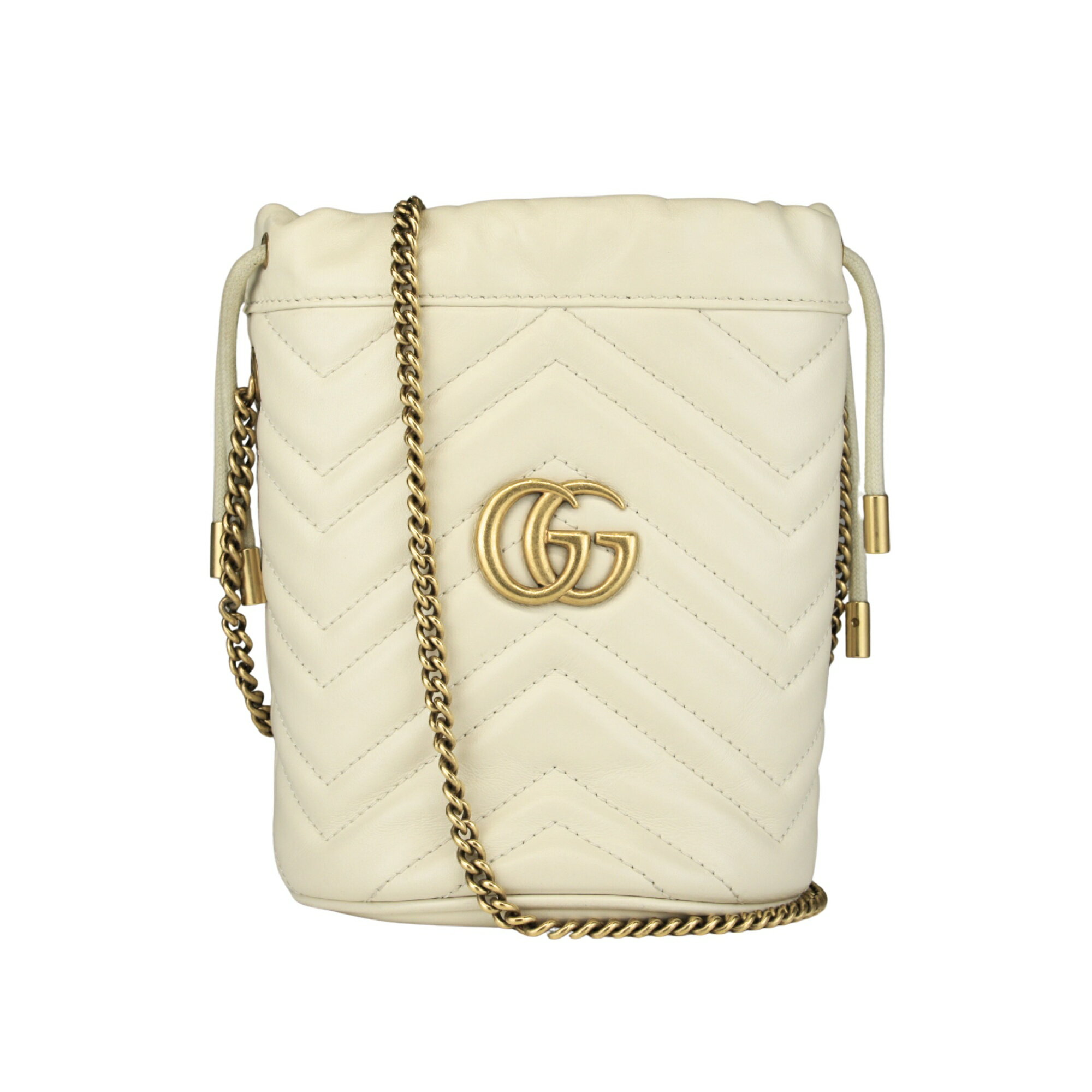 乐天商城 - GUCCI グッチ ショルダーバッグ レディース GGマーモント ホワイト 575163 ミニバケット チェーンショルダーバッグ