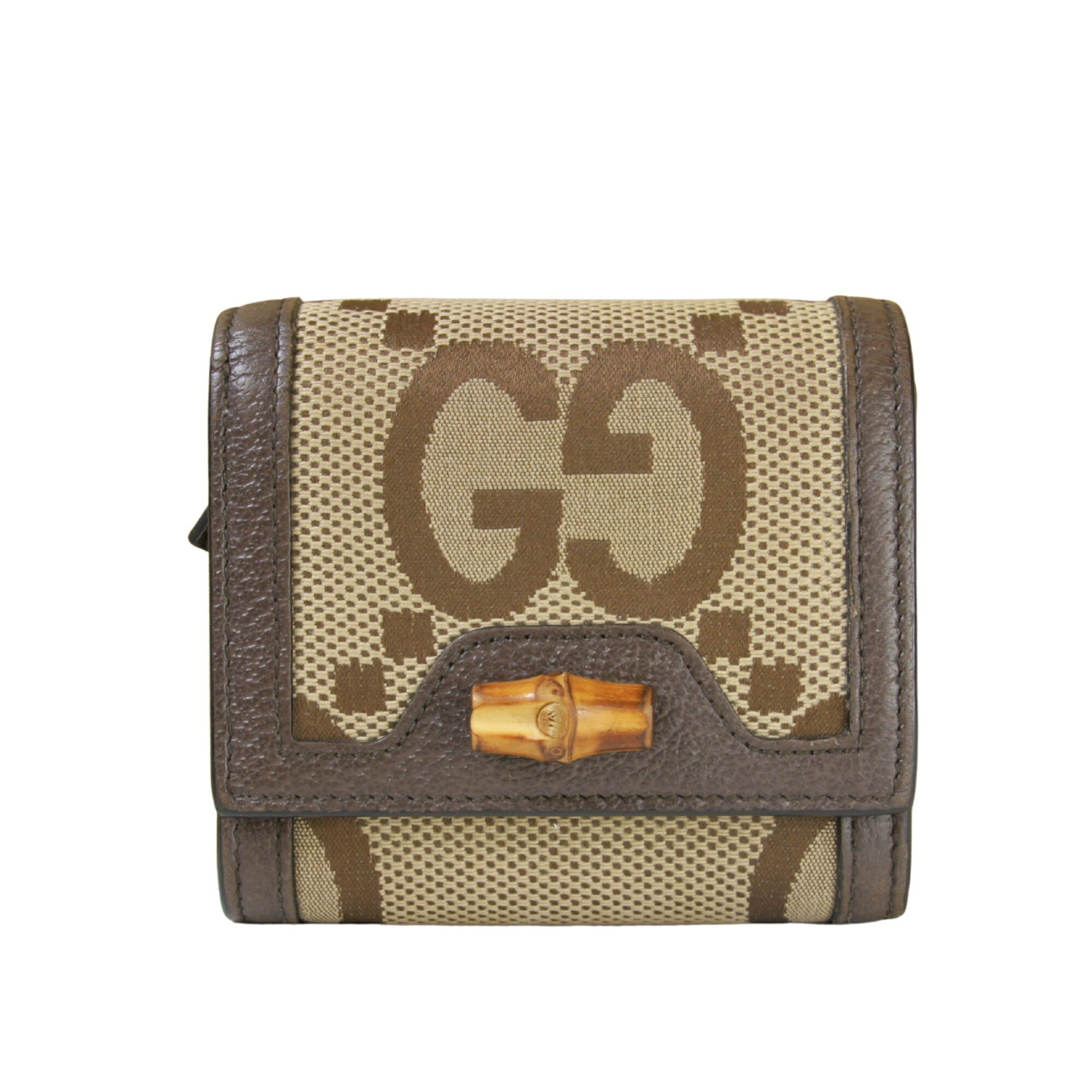 乐天商城 - GUCCI グッチ 二つ折り財布 ジャンボGG ベージュ ホック付き 658635 レディース キャンバス レザー コンパクト財布