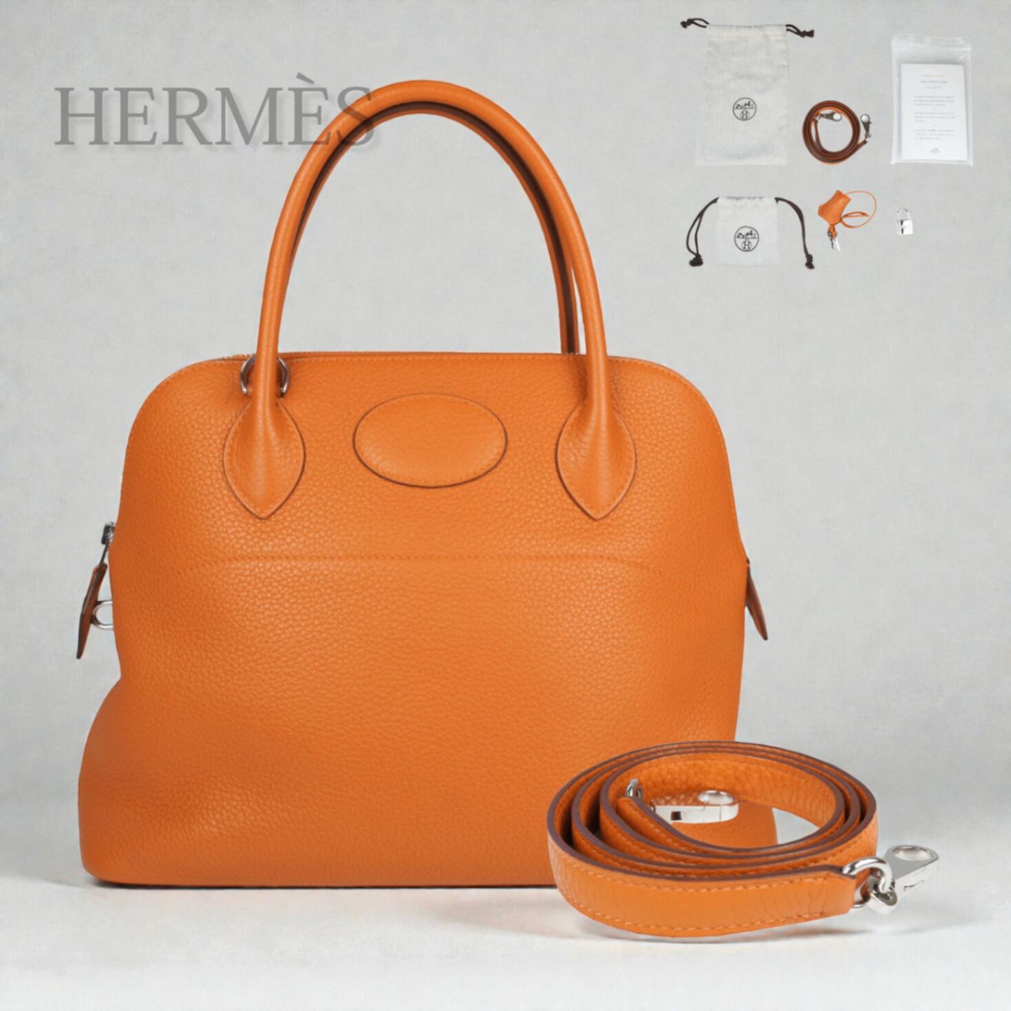 HERMES 31 - 【未使用品】HERMES エルメス ボリード 31 トリヨンクレマンス □Q刻印 2013年製造 エプソン フー シルバー金具 中古 ハンドバッグ ブランドバッグ 送料無料