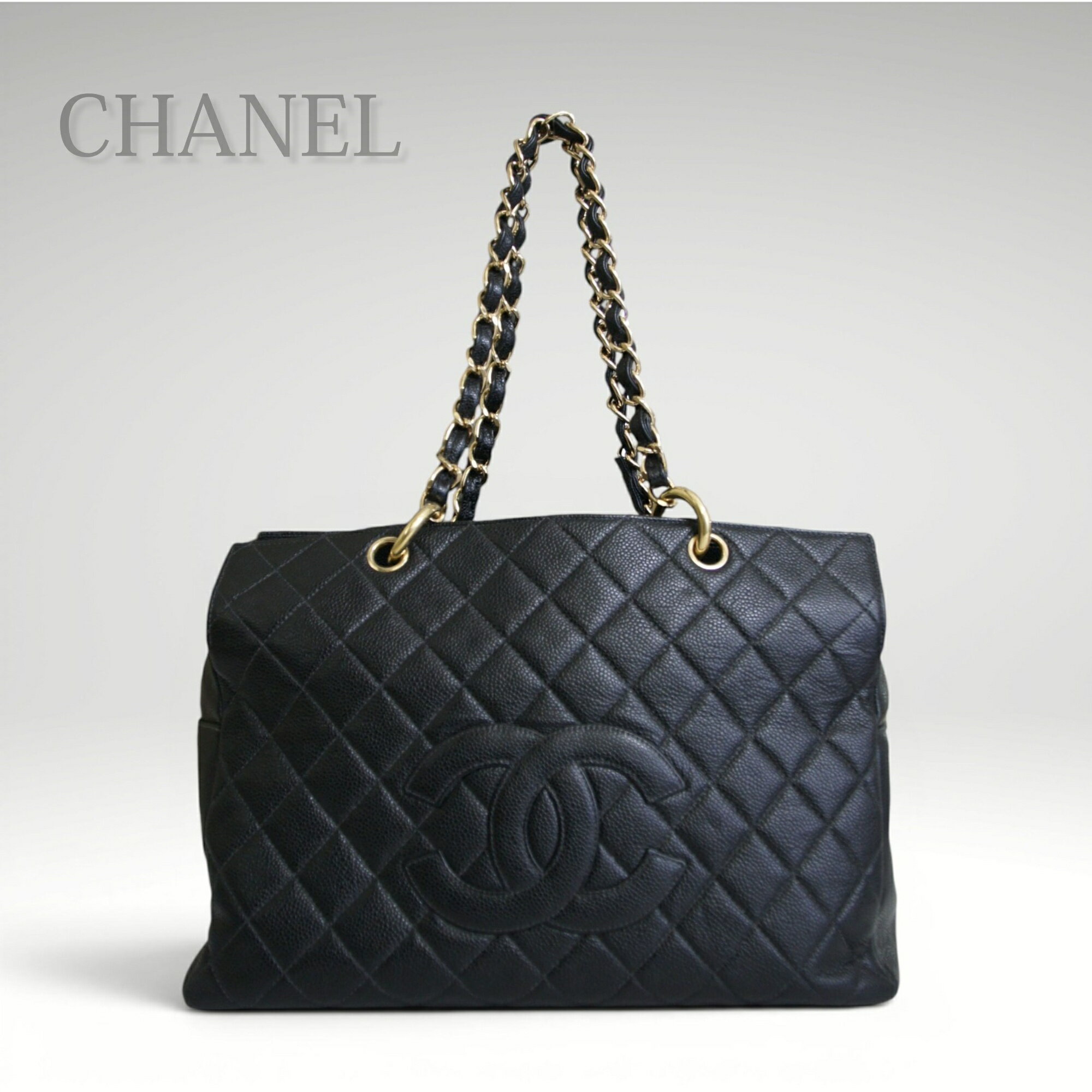【中古】CHANEL シャネル チェーンショルダーバッグ レディース ブラック キャビアスキン 8161101 ココマーク レザー 肩掛け フォーマル カジュアル ハンドバッグ 人気 定番 高級 トートバッグ