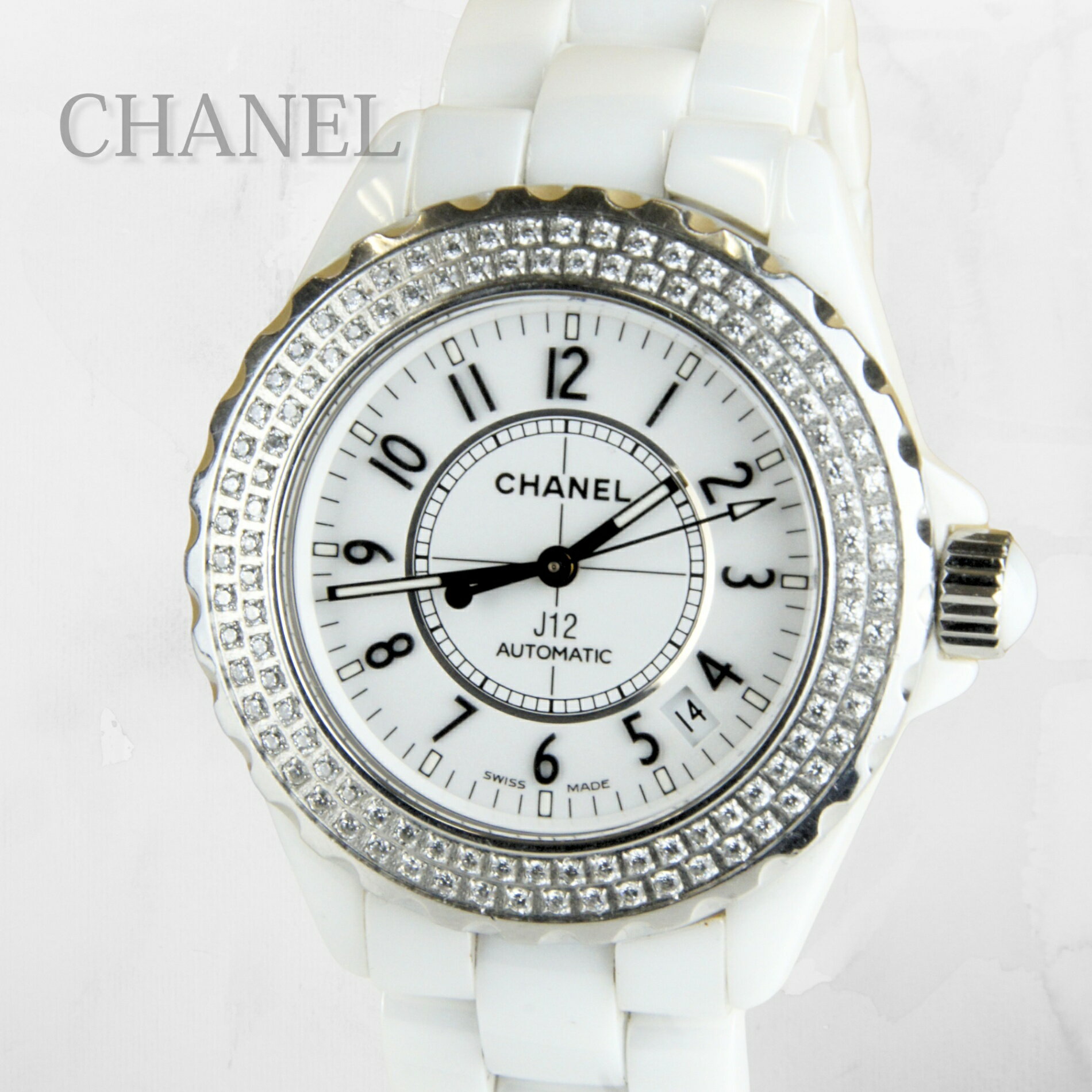 Other - 【中古】CHANEL シャネル J12 レディース腕時計 ホワイト 白 セラミック CE 自動巻き オートマチック 2重ダイヤベゼル ダイヤブレス ダイヤモンド ホワイト文字盤 ラグジュアリー 高級 人気 フォーマル パーティー ブランドウォッチ