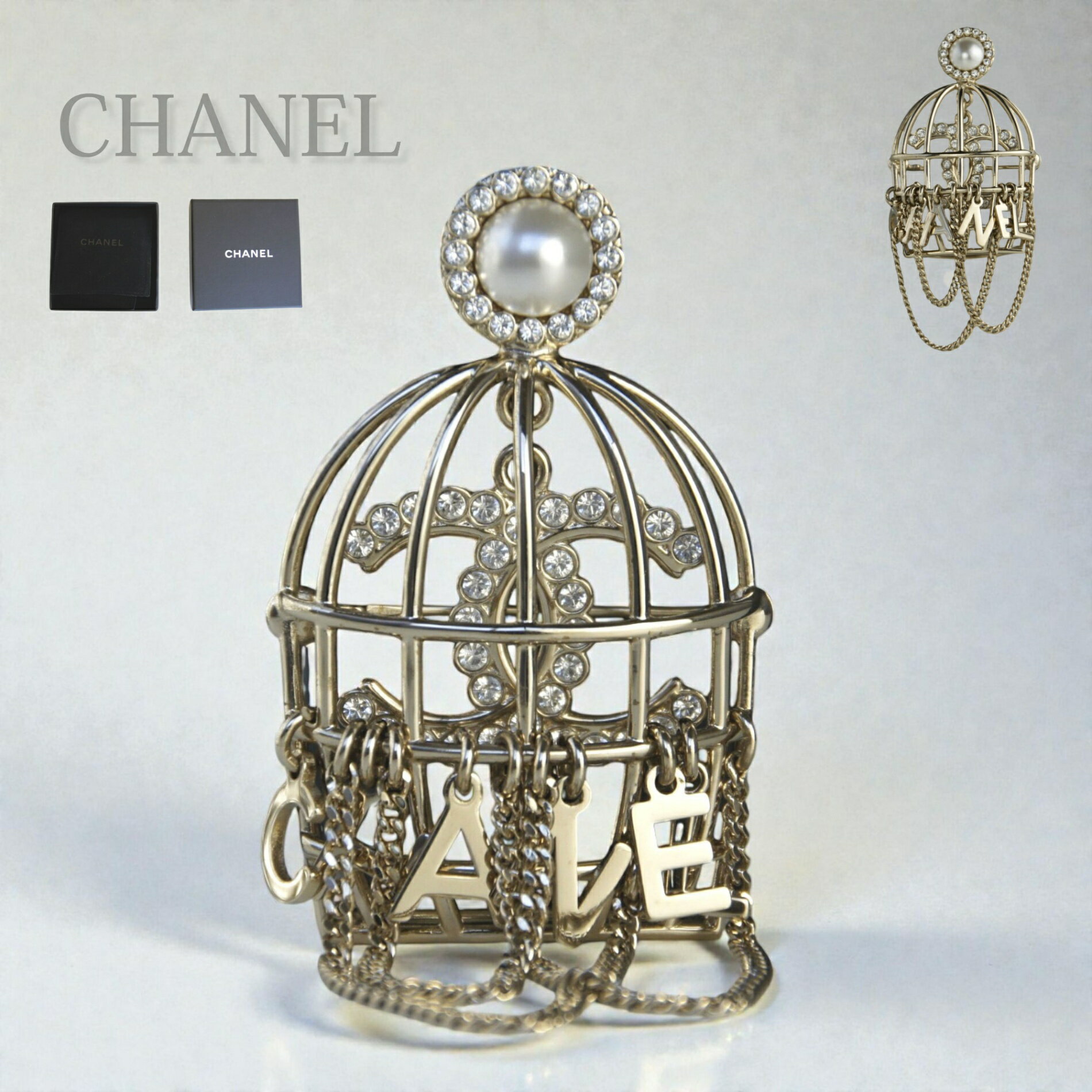 Rakuten - 【中古】CHANEL シャネル 鳥かご ブローチ レディース シルバー 銀 パール ココマーク ビジュー B20B アクセサリー ジュエリー ピンブローチ フォーマル パーティー 高級 希少 人気