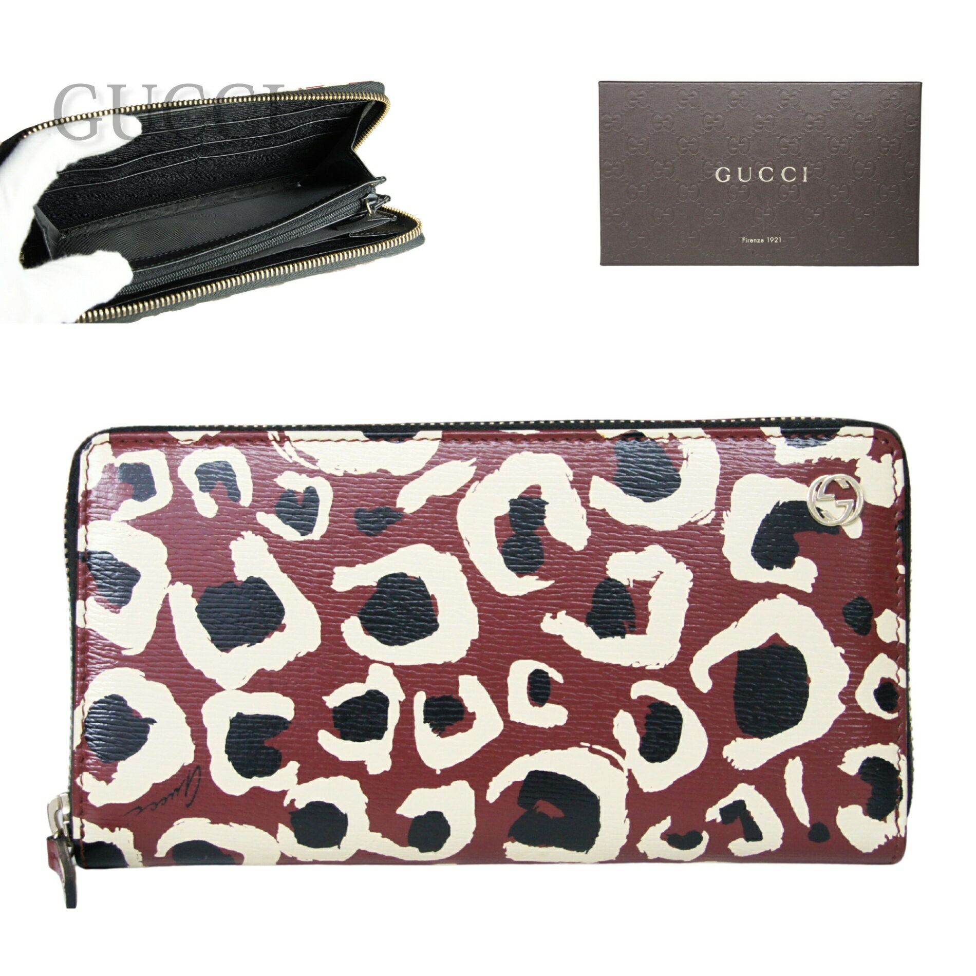 Rakuten - 【中古】GUCCI グッチ レオパード 長財布 レディース ブラウン 茶 ブラック 黒 309705 534563 ラウンドファスナー ロングウォレット アニマル柄 レザー 本革 大容量収納 人気 希少 高級 デイリー