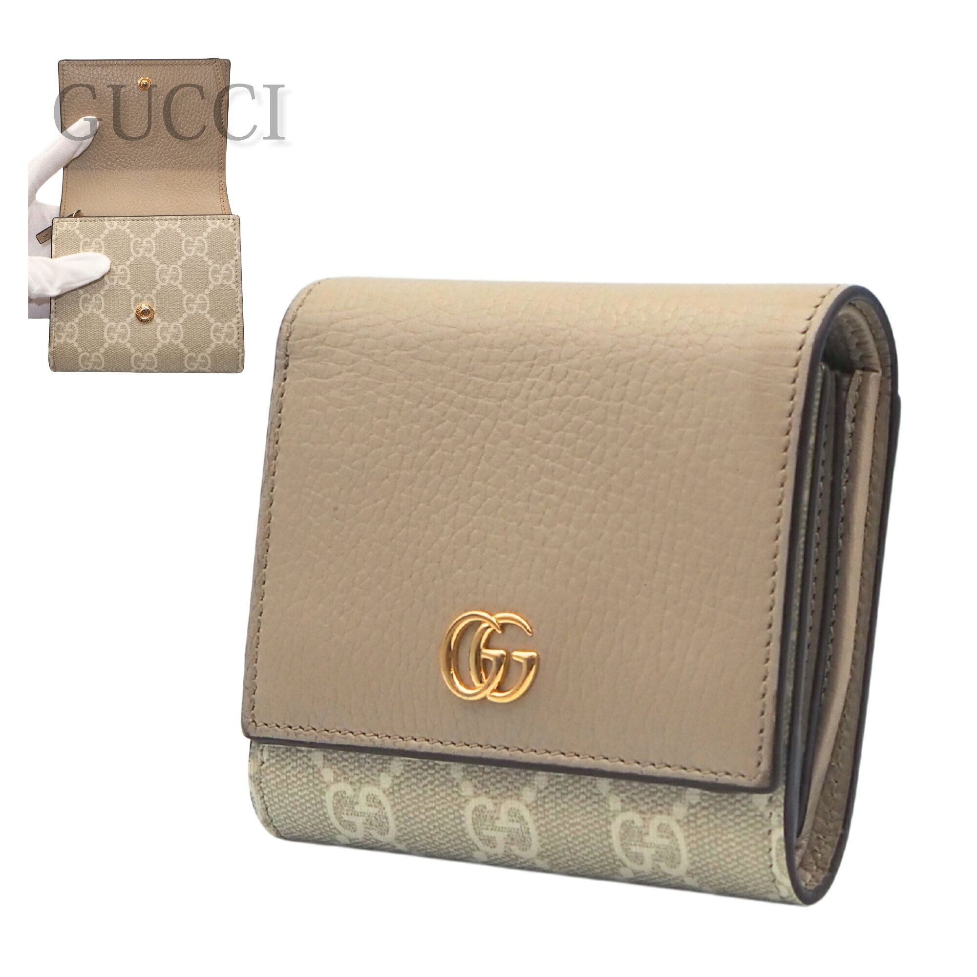 楽天市場】gucci ダブルg ggマーモント 二つ折り財布 レザーの通販