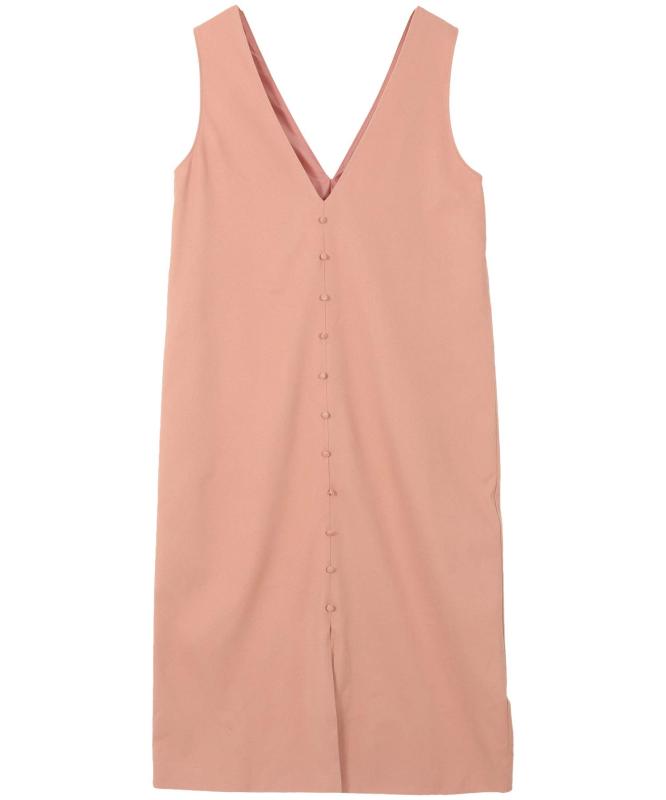 [神戸レタス] くるみボタンVネックフロントスリットジャンパースカート [E2675]