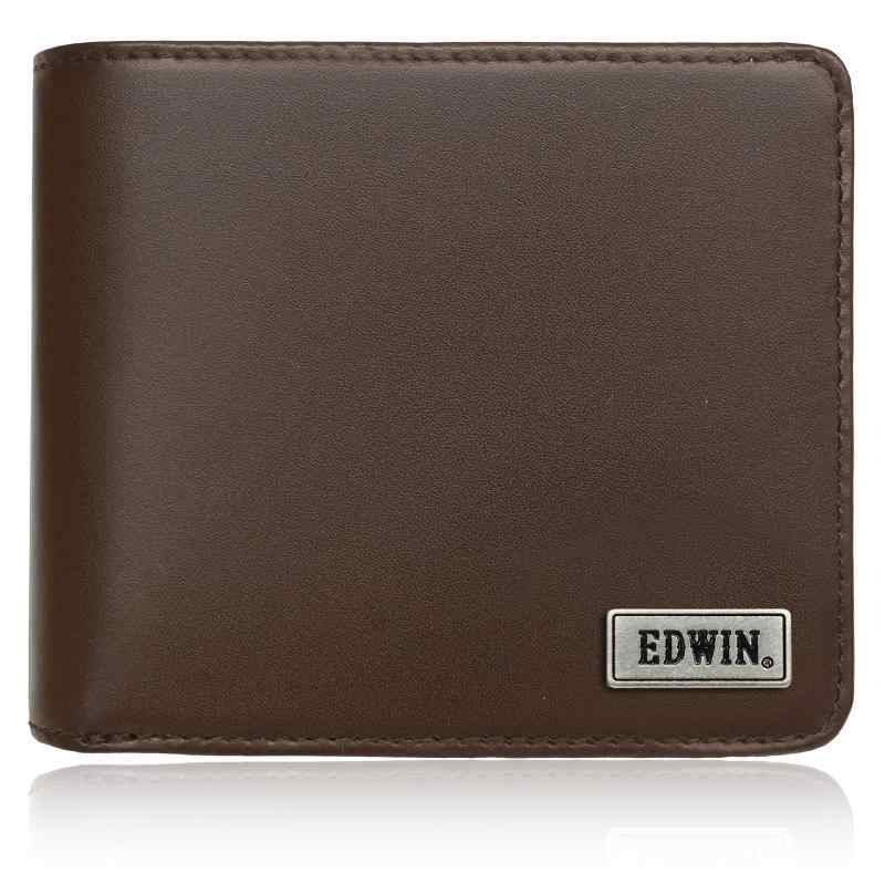 [エドウィン] 二つ折り財布 0510744 リサイクルレザー 再生革 メタルロゴ 紙幣収納 小銭収納 カード収納